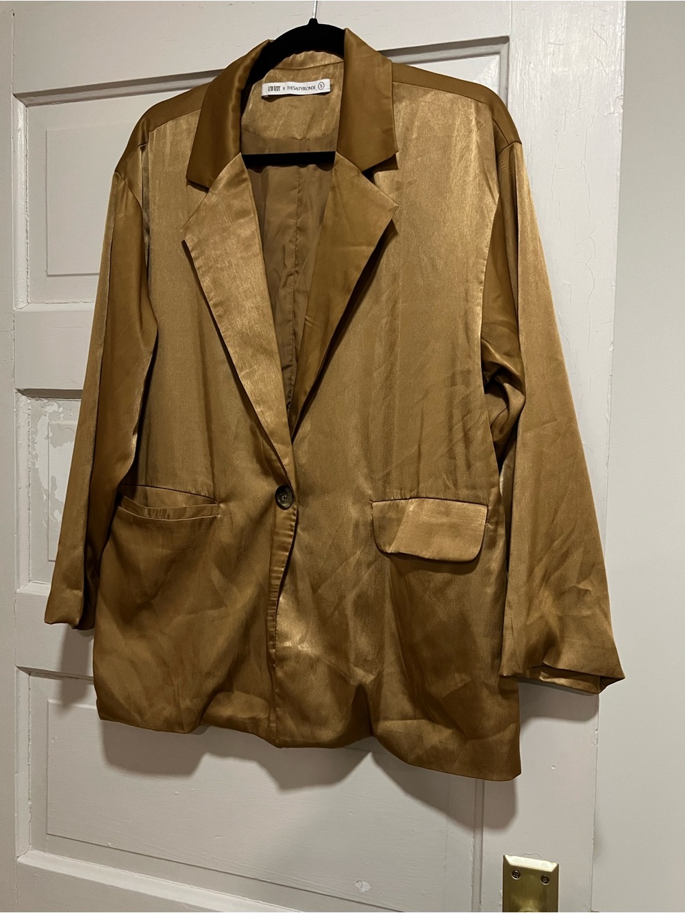 12th Tribe Satin Tan Blazer Jacket